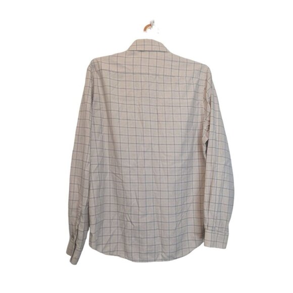 Michael Kors Men's Button Up Tan Plaid Slim Fit Dress Shirt Size 34/35 - Picture 3 of 5